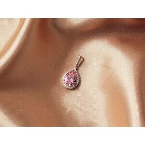 925 Sterling Silver DAINTY PINK NECKLACE, CZ Necklace, Charming Pink CZ Pendant